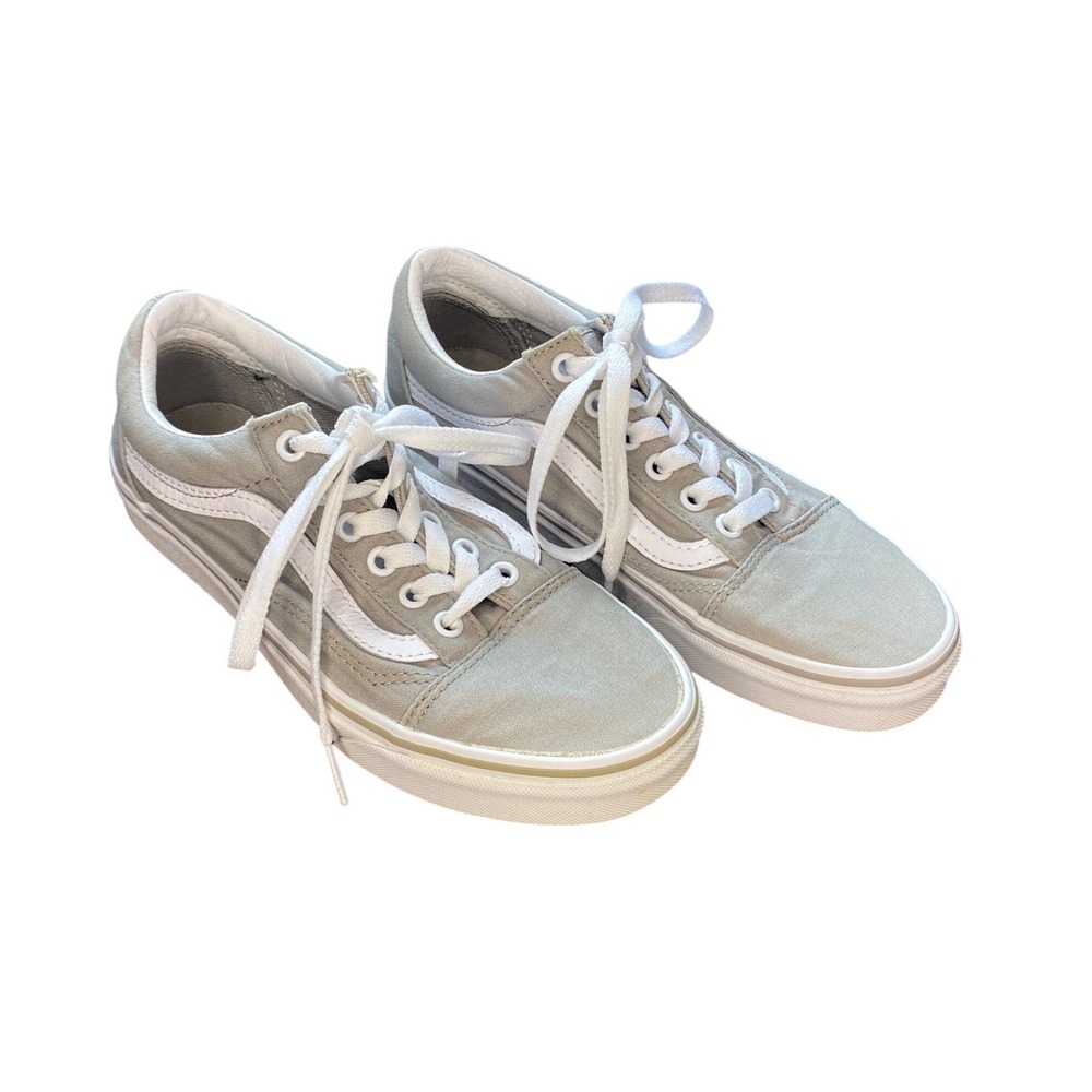 Vans Old Skool Light Grey Canvas Low Top Sneakers Womens 7 Mens 5.5